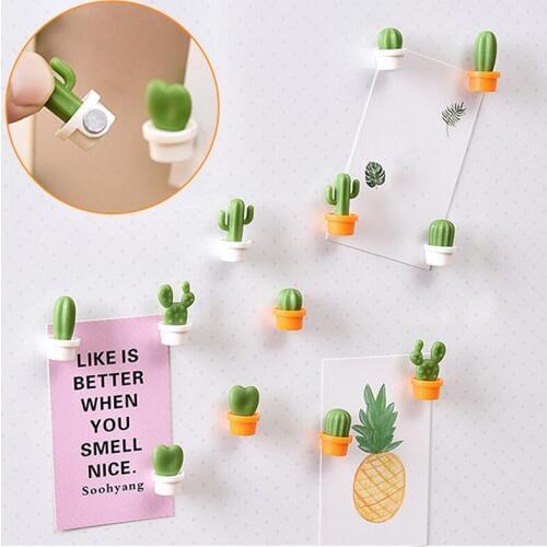 ZOUCOU 6 Pieces Desert Green Plant Fridge Magnets Cute Succulent Plant Magnet Button Cactus Refrigerator Message Sticker Magn