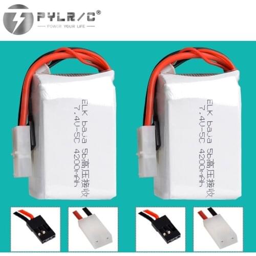 1/2/3pcs 7.4V 4200MAH rechargeable battery With Tamiya Plug Connectors For ELK-Racing Baja 5B 5T 5SC Remont Car Truck
