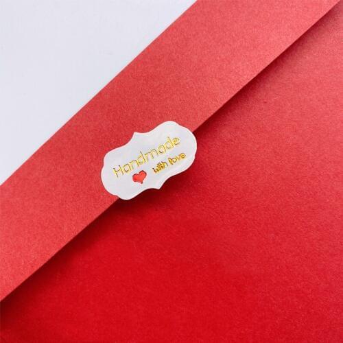 1200pcs Flower Edge Handmade with love Heart Handmade Packaging sticker Labels Kraft seal Sticker Baking DIY Gift Stickers