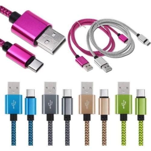 200Pcs 1M 2M 3M Fabric braided Usb 3.1 Type C Usb cable Accessory Bundles For Huawei P9/Mate 9 LG G5 Nexus One Plus 2 Samsung s8