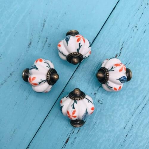 8x 34MM Ceramic Pumpkin Handle Cabinet Knob Drawer Pull Handle Kitchen Door Wardrobe Hardware Furniture Knobs Handles