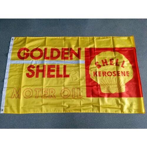 90*150cm golden shell moter oil flag