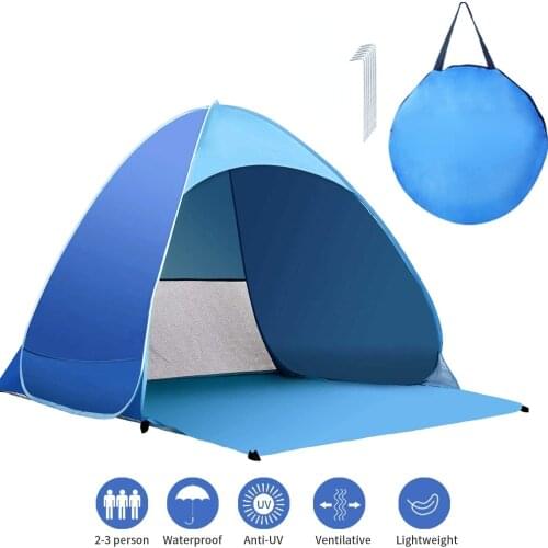 Automatic Pop Up Instant Portable Outdoors Quick Cabana Beach Tent UPF50+ Umbrella Instant Sun Shelter Tent for 3-4 Person