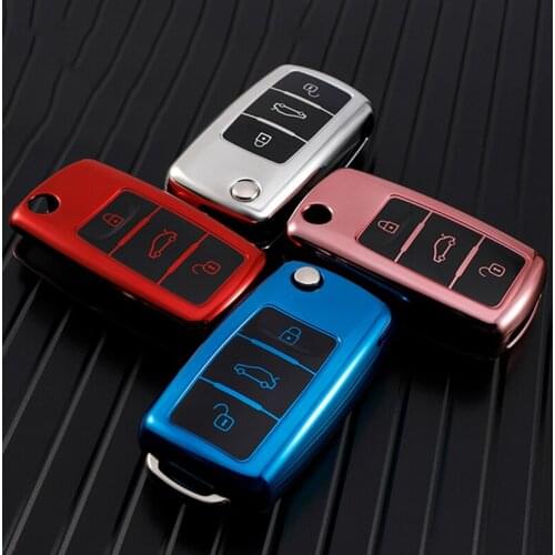 TPU Car Key Case Cover For Volkswagen Jetta Golf 7 Mk7 Seat Ibiza Leon Fr2 Altea Aztec Polo Passat Tiguan Remote Control Shell