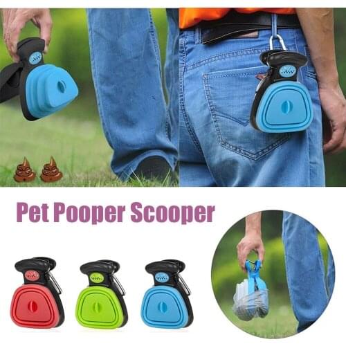 Pet Dog Portable Travel Foldable Pooper Scooper Bag Dispenser Dog Poop Scoop Clean Pick Up Excreta With 1 Roll Decomposable Bags