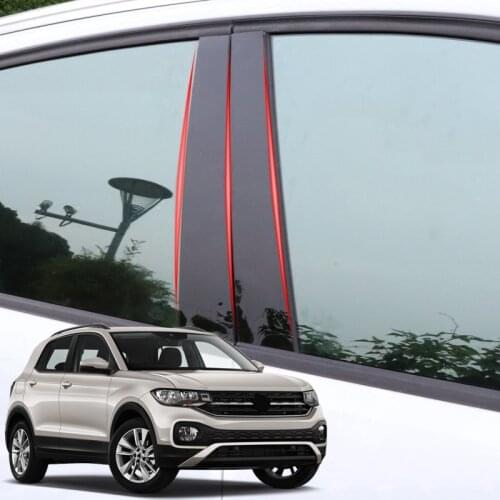 For Volkswagen T-Cross 2018-2020 Car Styling Car Window Pillar Trim Sticker Middle BC Column Stickers External Auto Accessories