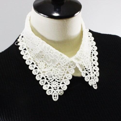 Women Detachable Collar Lace Floral Lapel Fake Collars White Half Shirt False Button Collar Blouse Top Female Shirt Nep Kraagie