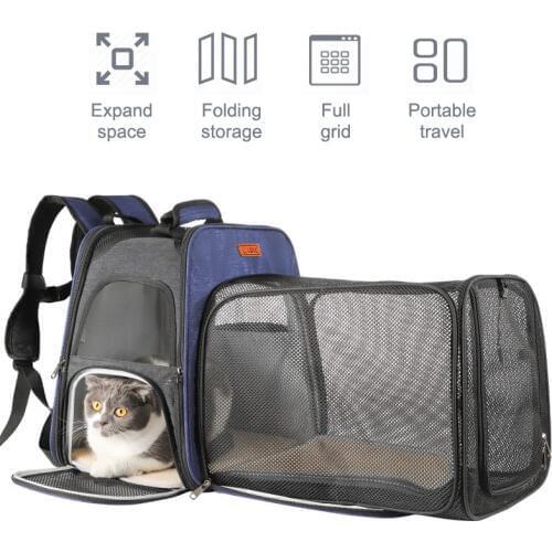 Breathable Small Pet Folding Wheel Carrier for Dog Cat Portable Strollers Backpack Puppy Roller Luggage Car Travel Transport Bag