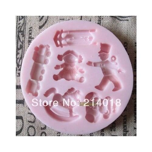 Free shipping The train Trojan clown chocolate mold fondant Cake decoration molds100% Food grade material No.si379