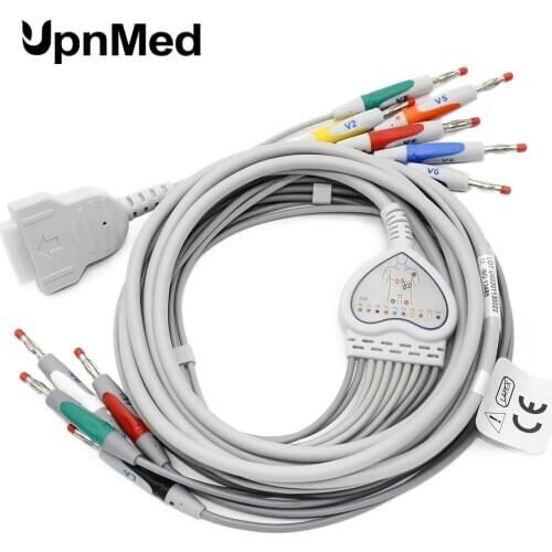 GE MAC1200 15 Pin One Piece 10 Lead EKG Cable,Banana,AHA