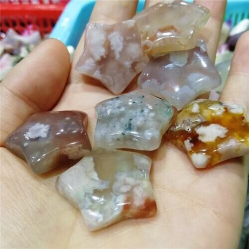 Beautiful agate flowers lucky star quartz natural crystal gifts polished mineral home decoration mini star
