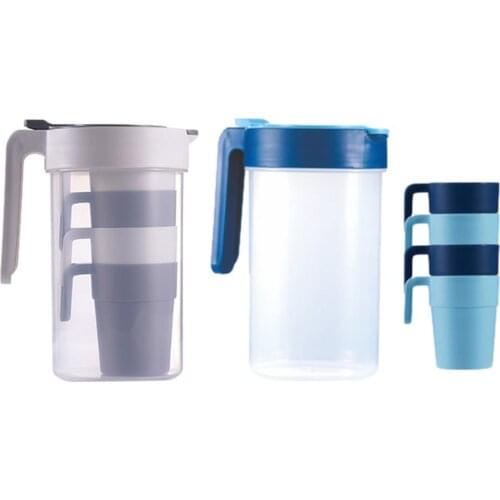 1800ML Water Filter Pitcher with 4 cups Household Heat-Resistant Cold Kettle set Juice Ice Tea Wine Beverage Dispenser