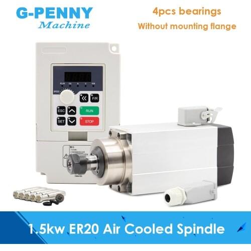 New Arrival! 1.5kw Square Air Cooled Spindle Motor kits& 1.5kw QL Inverter / VFD