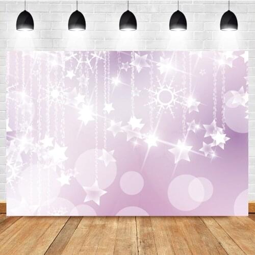 Laeacco Stars Sequins Snowflakes Light Bokeh Purple Birthday Custom Photo Photography Backdrop Photo Background For Photo Studio