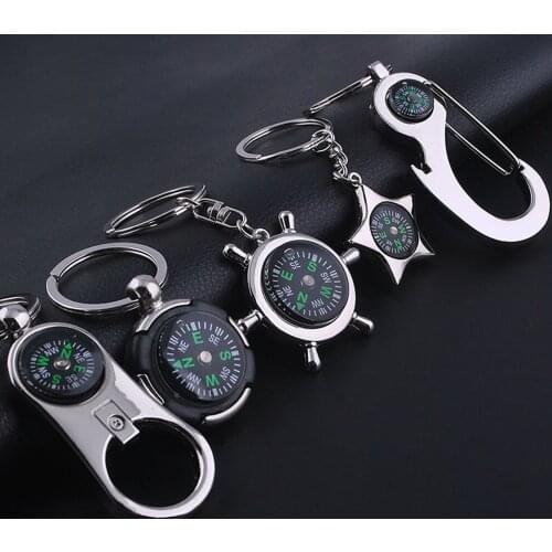EDC Vintage Compass with Opener Key Chains Rings Mens KeyChains Car Pendant Keyring Key Holder Gift Outdoor Camping Tools