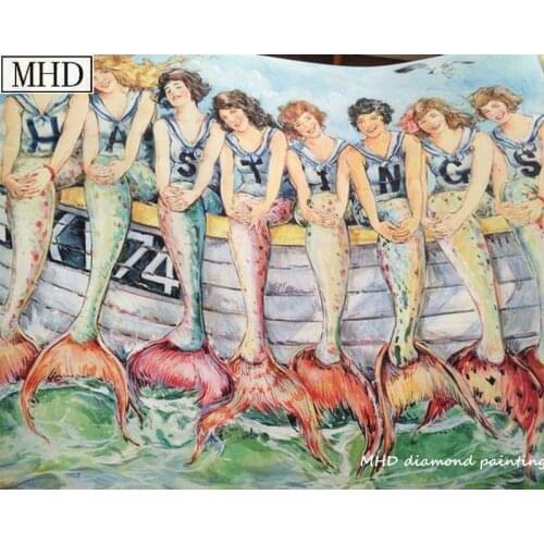 New square drill full Mermaid icon 5d diy diamond painting kit 20x25cm crystal mosaic diamond cross stitch home decor artwork