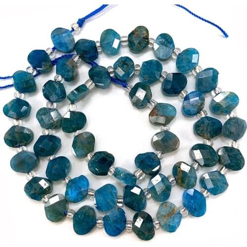 Natural Blue Apatite Beads 15'' Faceted Coin Oval Square DIY Stone Loose Beads For Jewelry Making Women Men Necklace Bracelet