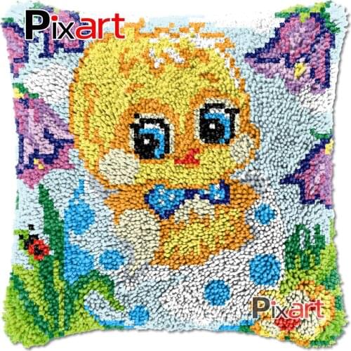 Latch Hook Cushion Cover Chick Boy Mat Plush Crocheting Pillowcase Kits Chunky Yarn Needlework Knitted Carpet Rug Hobby & Crafts