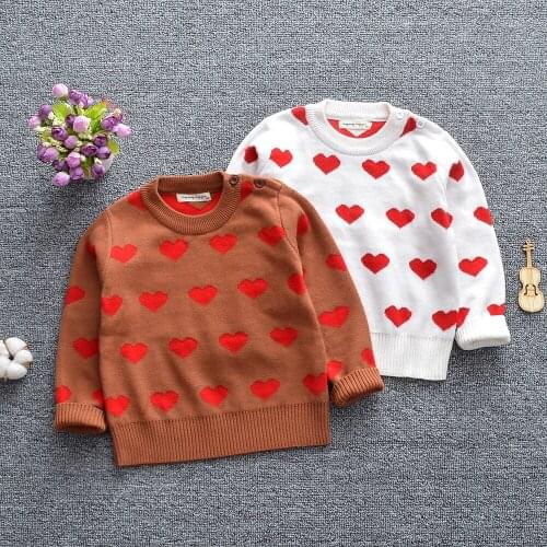 2021 ins New Girls Sweaters Boys Sweaters Heart Sweater Children Sweaters 1-6 Years Winter Sweater