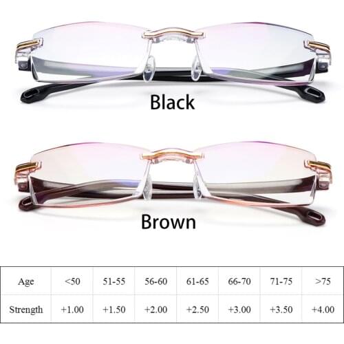 Unisex Ultralight Rimless Reading Glasses Anti Blue Light Radiation Presbyopia Glasses Readers Eyeglasses 1.0 - 3.0 Degree