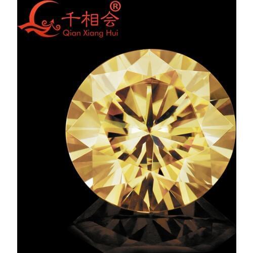 5mm to 12mm yellow color Round Brilliant cut Sic material moissanite loose stone by qianxianghui (vdieo is light yellow)