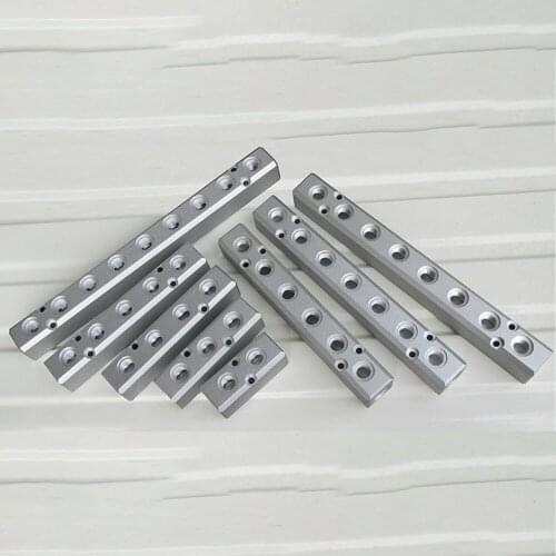 BSP 1/2" In G1/4" Out 2 3 4 5 6 7 8 9 10 Ways 30x30mm Pneumatic Aluminum Manifold Block Splitter
