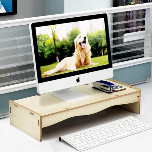 Monitor Stand Riser Wood Desk Monitor Storage Organizer For Home And Office Computer Desk Laptop Printer Stand Desktop Container