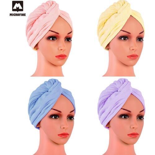 Super Absorbent For Long Curly Hair Towel With Button For Head Anti-Frizz Microfiber Towel Turban Twist Hair Cap Travel Towels