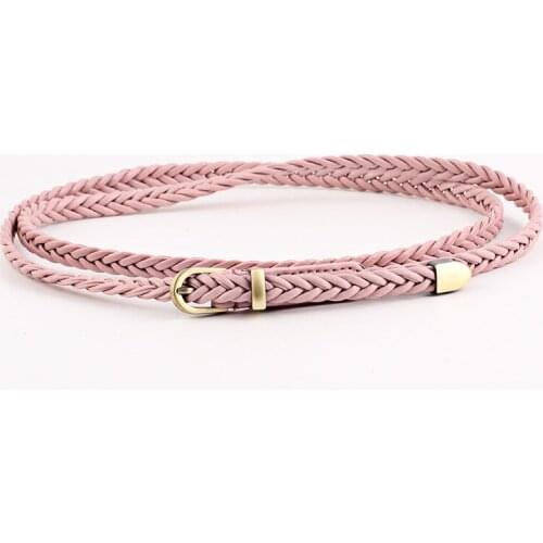 Womens Belt High Quality Leather Sweater Dress Belt Hemp Rope Braid Female Belt Knot Bow Thin Leather Belt ceinture femme SE02