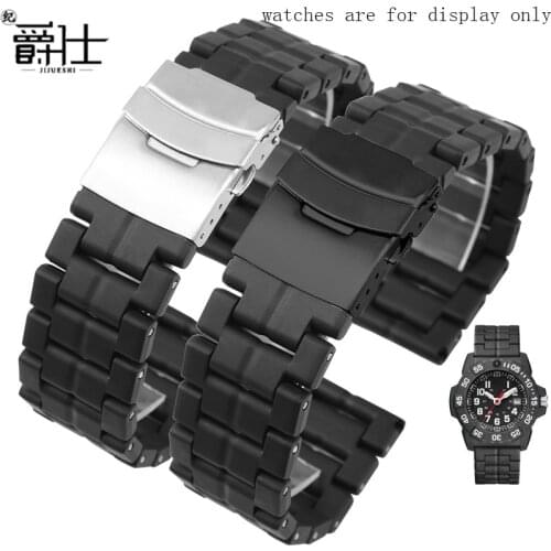 Carbon Fiber Plastic Steel Watchbands 23mm Black Bracelet Replacement Strap For Luminox 3051 3050 8800 Mens Wristband