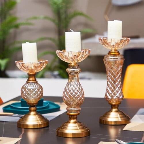 Luxury Wedding Candelabra Centerpieces Center Table Candlesticks Parties Decor K9 Crystal Candle Lantern Gold Candle Holders
