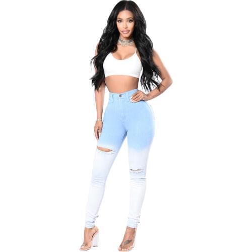 Ripped Jeans For Women Skinny Jeans Slim Denim Destroyed Hole Casual Stretch Pencil Pants Trousers