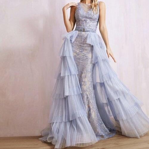 Detachable Overskirt Shiny Light Blue Layered Fluffy Wedding Overskirt Floor Length Handmade Custom For Elegant Wedding Skirt