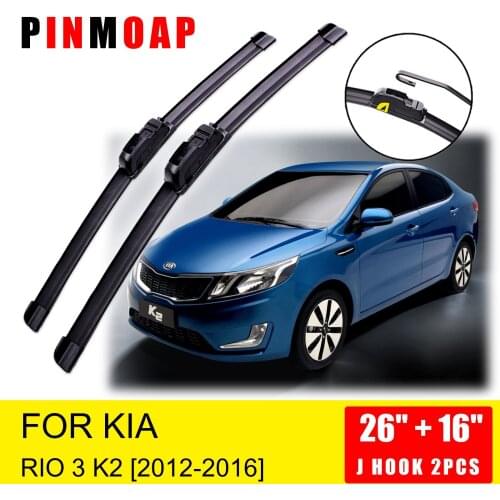 For KIA RIO 3 K2 2012 2013 2014 2015 2016 Front Wiper Blades Brushes Cutter U J Hook