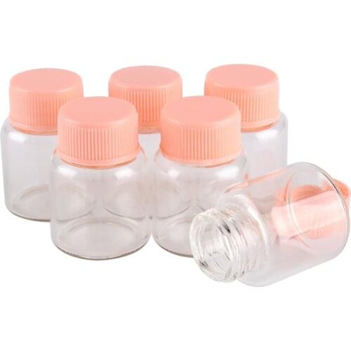5pcs 8ml 27*35mm Glass Jars Glass Bottles with Pink Plastic Caps Spice Jars Potion bottles Glass Vials
