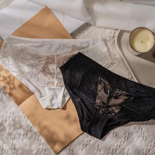 Honviey lace briefs classical lace panties less ladies mid-waist high-end sous vetement femme conjunto sexy women panties