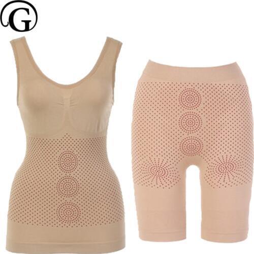 Women Body Shaper Set Magnet Corset Healthy Bodybuilding Underwear Lift Butt Control Panties Seamless Waist Trainer Black Nude