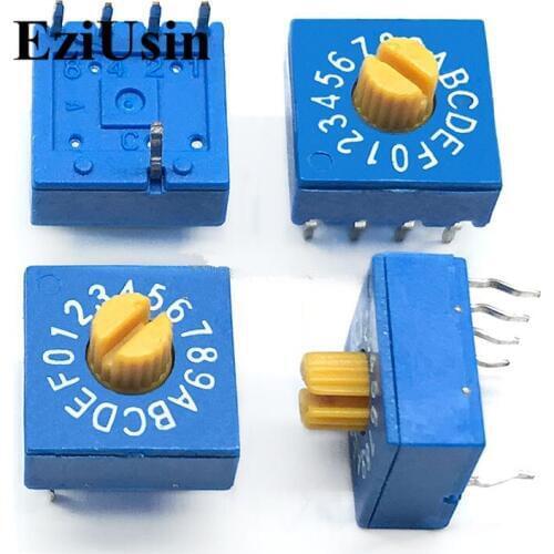 0-F 0-9 16 10 Rotary Coding Knob Switch DIP 5pins 8421C 3mm Shank 4:1 PCB Switching 5p