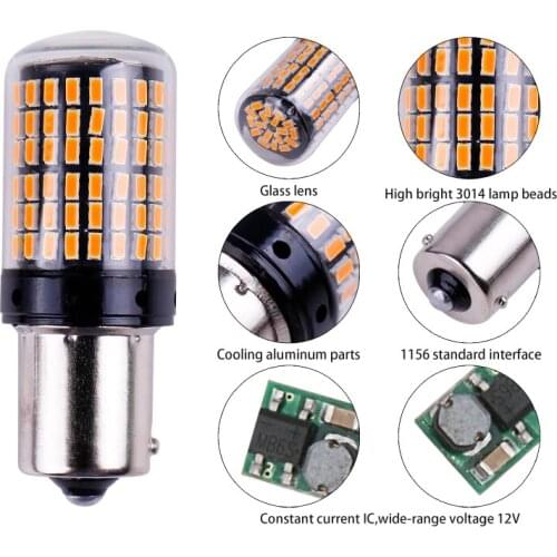 1x 3014 144smd CanBus S25 1156 BA15S P21W LED BAY15D BAU15S PY21W Lamp T20 LED 7440 W21W W21/5W Led Bulbs For Turn Signal Light