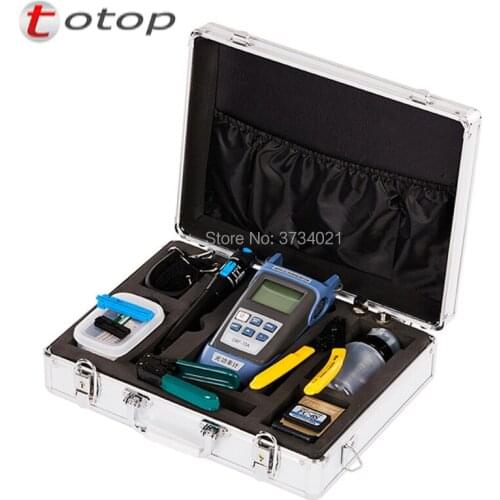 20pcs/set Fiber Optic FTTH Tool Kit with FC-6S Fiber Cleaver, Optical Power Meter 5km, Visual Fault Locator,Wire stripper etc