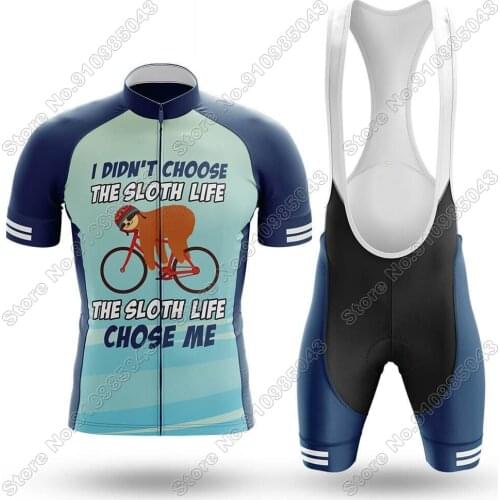 2021 Sloth Life - Mens Cycling Jersey Set Summer Cycling Clothing Road Bike Suit Mountain Bicycle Shirt Bib Shorts MTB Tops