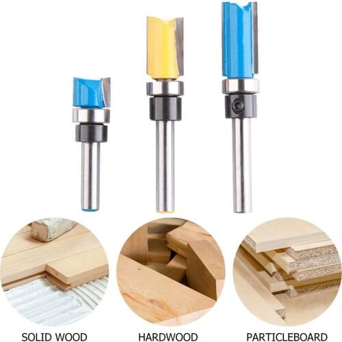 3pcs 1/4 Shank Trimming Drilling Milling Cutter Groove Joint Assembly Router Bit Woodworking Engraving Cutting Tools