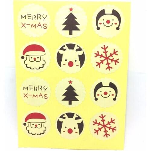 30MM Christmas packaging sealing paste decoration stickers 120pcs/lot deer