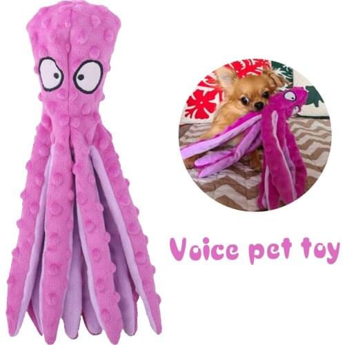 8 Legs Octopus Soft Stuffed Plush Squeaky Dog Squeakers Toy Interactive Squeaky Dog Toy Sounder Sounding Paper Chew Tooth Supply