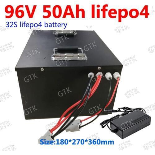 GTK lithium 96v 50Ah Lifepo4 battery pack BMS 32S 102V for AGV inverter vehicle scooter Motorcycle 8000W Forklift + 5A charger