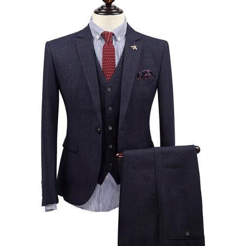 Brand clothing new men suits tuxedo coat/pant/vest 3pcs one button slim fit groom wedding suits for men boys prom suits Plaid