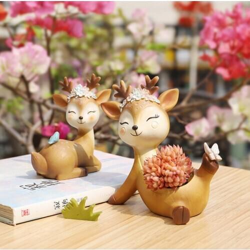1 piece Cartoon Deer Flowerpot Succulent Planter Pots Animal Sika Deer Craft Desktop Cactus Flower Pot Fairy Garden Decor-30