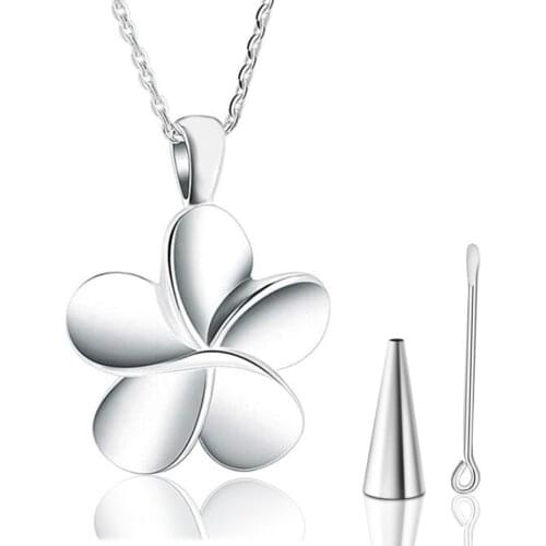 Flower Shape Cremation Stainless Steel Jewelry Ashes Locket Pendant Memorial Holder Urn Necklace For Human Pet Dropship