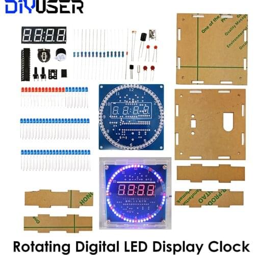 DS1302 DIY Rotating Digital LED Display Module Alarm Electronic Digital Clock Kit 51 SCM Learning Board 5V DS1302