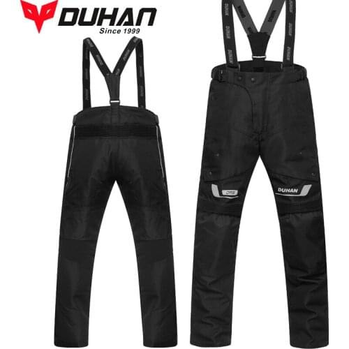 DUHAN Men Motorcycle Riding Pants Autumn winter Waterproof Cold-proof Motocross racing Pants Suspender Trousers Protective Gear